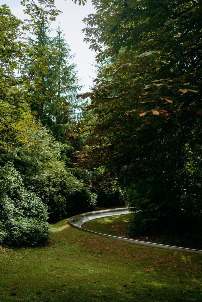 Die Rodelbahn schlängelt sich nach unten