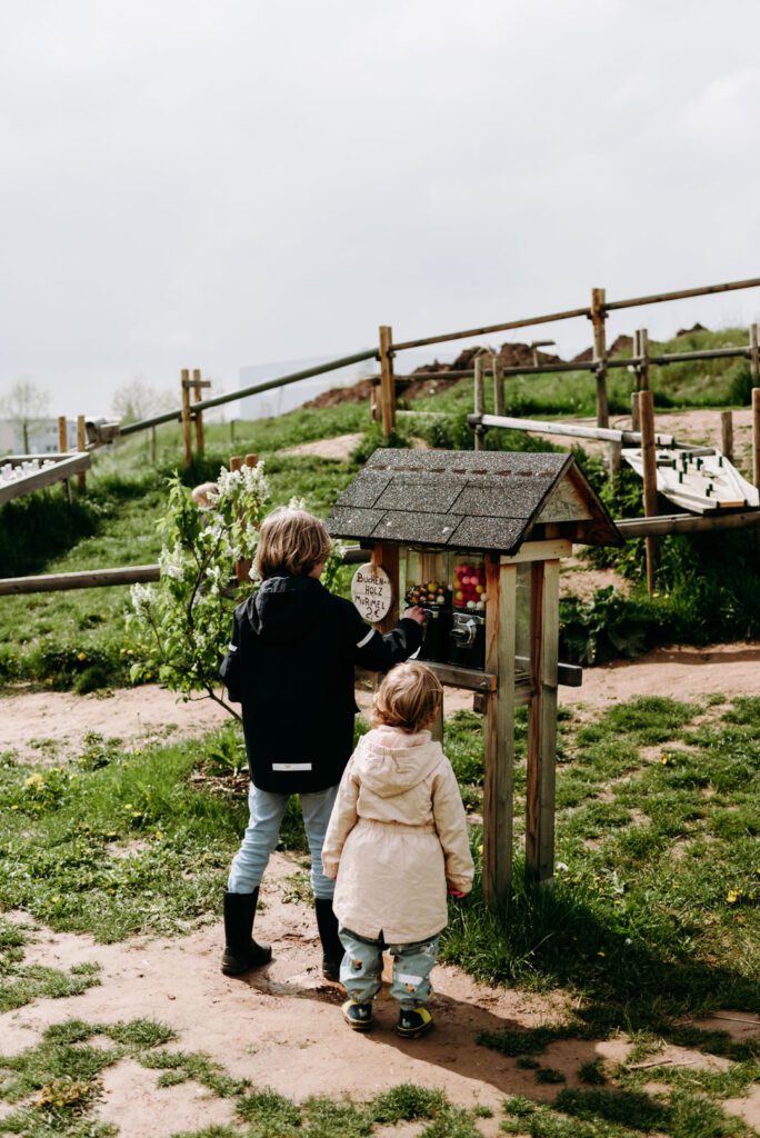 Der Murmelautomat bei der großen Holzmurmelbahn